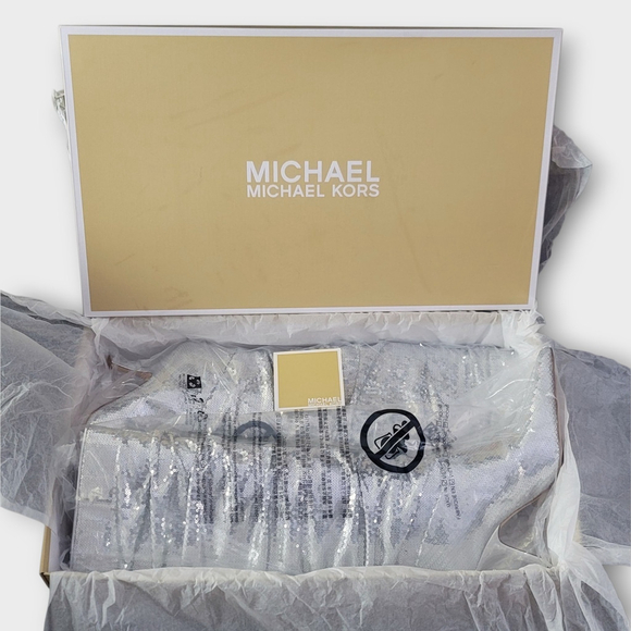 Michael Kors Luna Silver Sequin Pointed Toes Slouchy Kitten Heels Tall Boots 8.5 - Picture 1 of 15